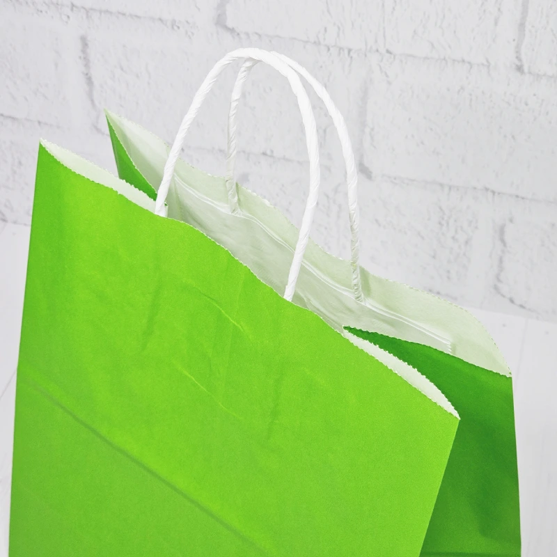 товар Бумажный крафт пакет с кручеными ручками, салатовый, 260*150*350 мм, 80 г/м2 LGKPK026